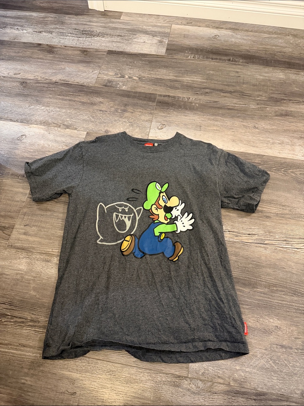 Luigi Chase Graphic Tee - Dark Gray Kids Short Sleeve Shirt